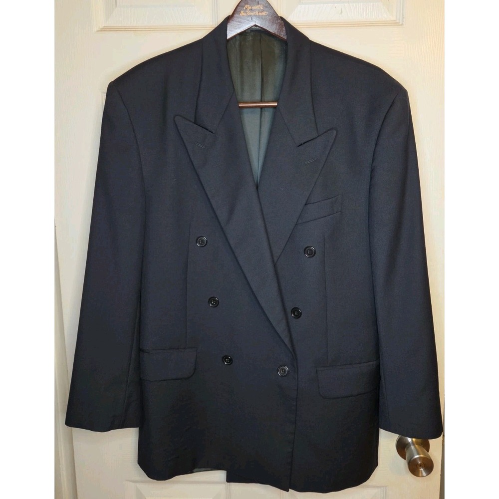 Vintage Manzoni Couture Blazer 42 Double Breasted 100% Virgin Wool Italy 90s